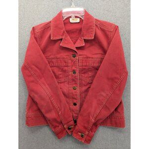 Talbots Jacket Womens Small Petite Red Denim Button Front Jean Trucker Casual